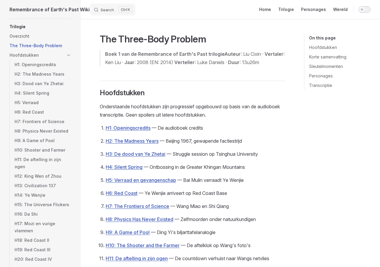 The Three-Body Problem chapter list